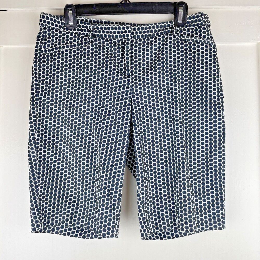 LAUNDRY Shelli Segal Bermuda Shorts Women's Size 8 Black / White Circles Stretch - Picture 3 of 16